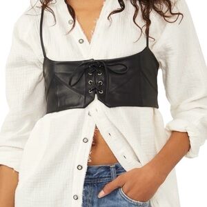 Free People Hastings Black Self Adjusting
Leather Corset Belt Size M/L